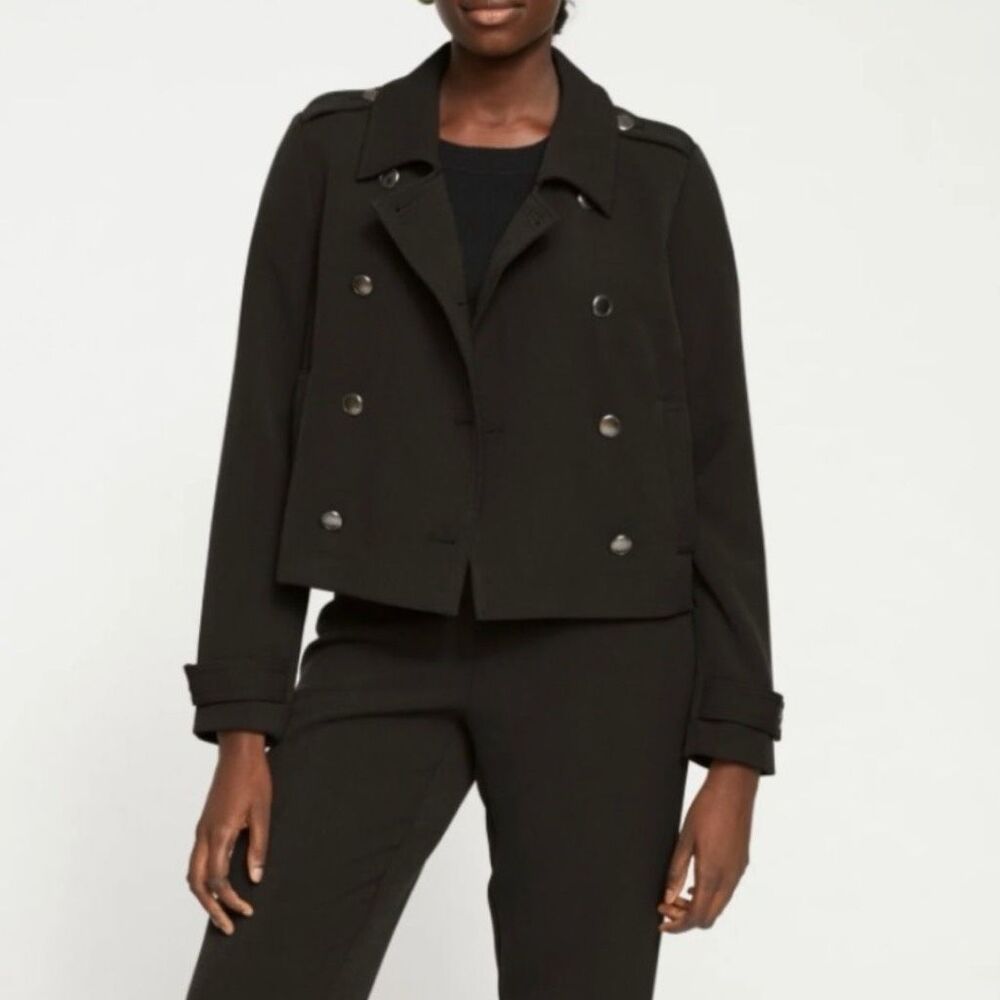 UNIVERSAL STANDARD Rivington Black Military Jacket Size XS US 10-12 Boxy Cropped